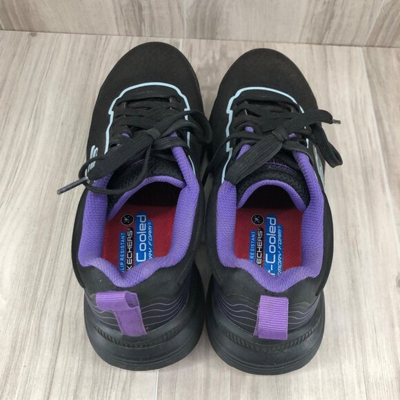 Skecher Composite Toe Work Shoes Womens 7 Black Lace Up Slip Resistant Shoes - Picture 9 of 11